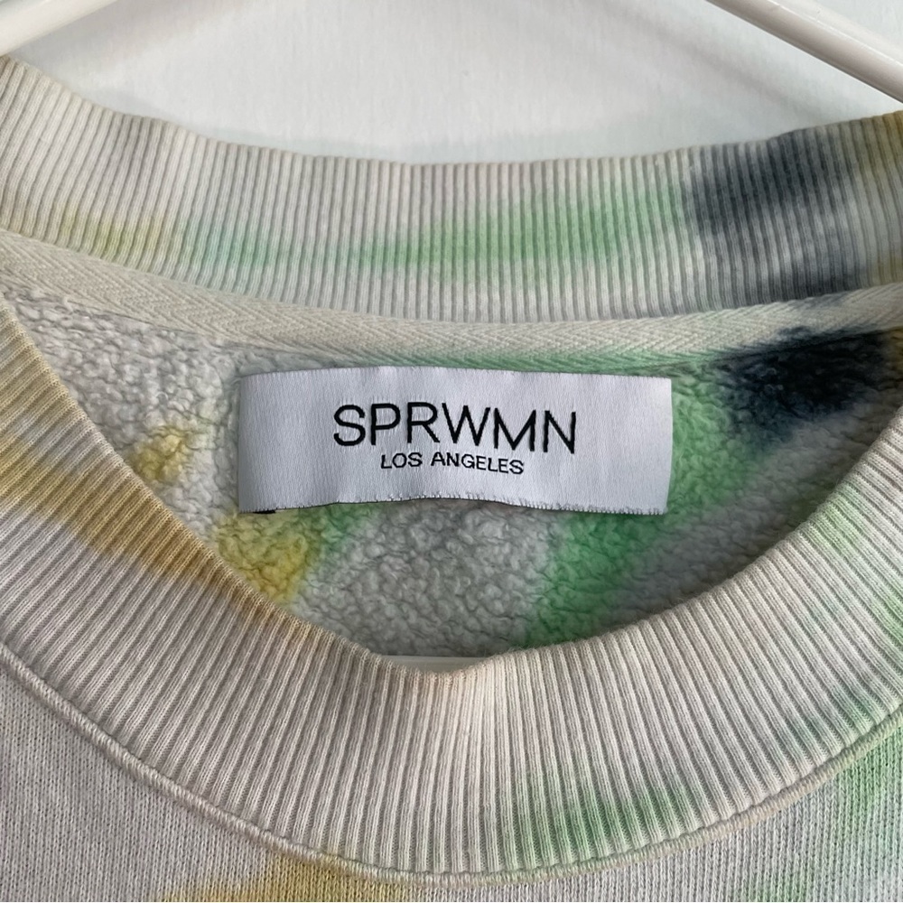 SPRWMN Los Angeles tie dye pullover jumper sweatshirt white green yellow Size XS - Picture 8 of 12